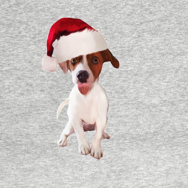 Funny Christmas Jack Russell In Santa Hat by NikkiBear67